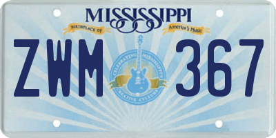 MS license plate ZWM367
