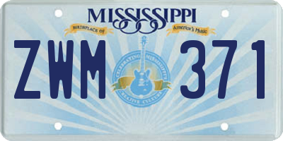 MS license plate ZWM371
