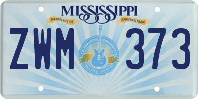 MS license plate ZWM373