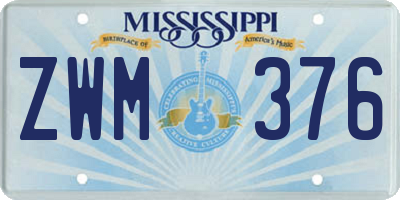 MS license plate ZWM376