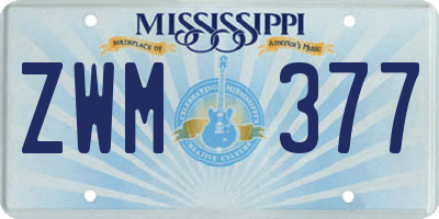 MS license plate ZWM377