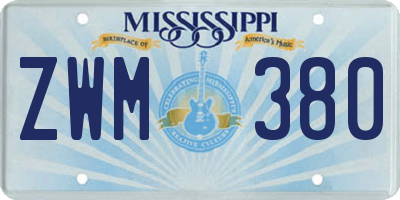 MS license plate ZWM380