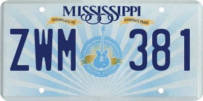 MS license plate ZWM381