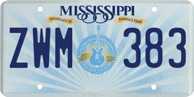 MS license plate ZWM383