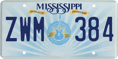 MS license plate ZWM384
