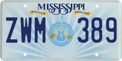 MS license plate ZWM389