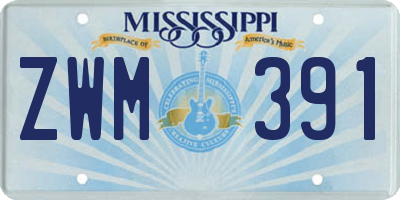 MS license plate ZWM391