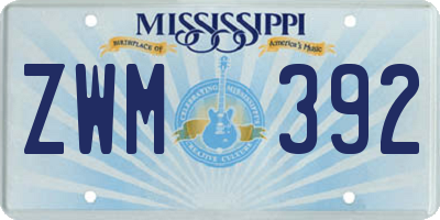 MS license plate ZWM392