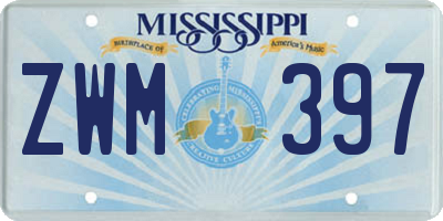 MS license plate ZWM397