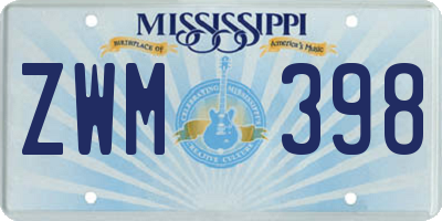 MS license plate ZWM398