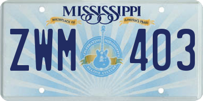 MS license plate ZWM403