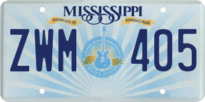 MS license plate ZWM405