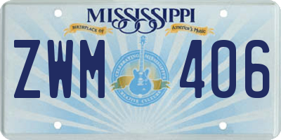 MS license plate ZWM406