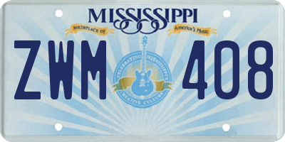 MS license plate ZWM408