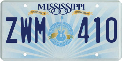 MS license plate ZWM410