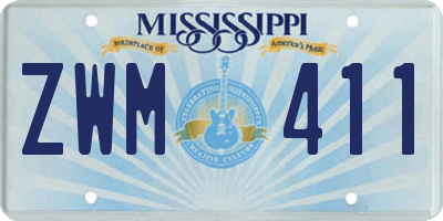 MS license plate ZWM411