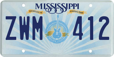 MS license plate ZWM412