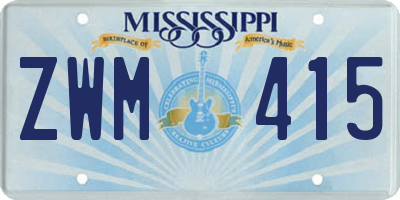 MS license plate ZWM415