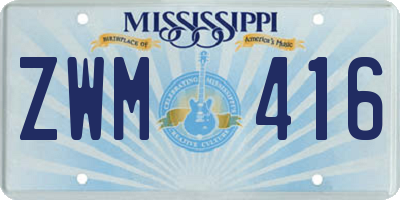 MS license plate ZWM416