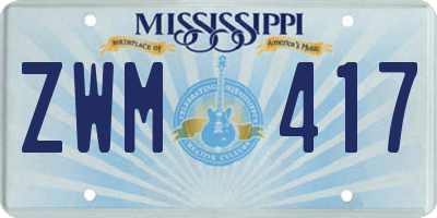 MS license plate ZWM417