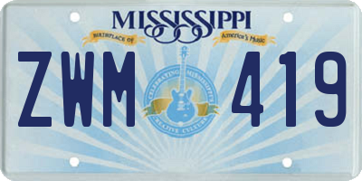 MS license plate ZWM419