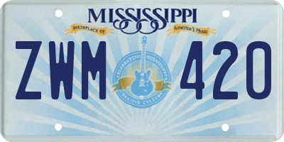 MS license plate ZWM420