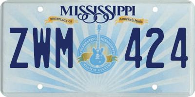 MS license plate ZWM424