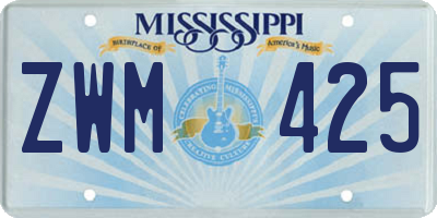 MS license plate ZWM425