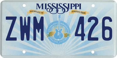 MS license plate ZWM426