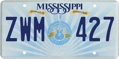 MS license plate ZWM427