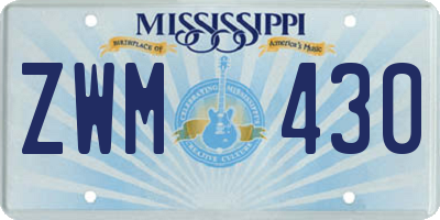 MS license plate ZWM430