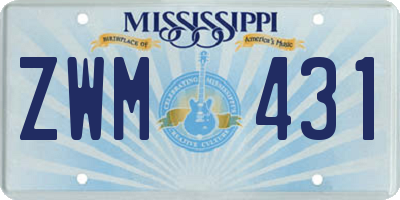 MS license plate ZWM431