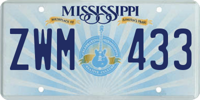 MS license plate ZWM433