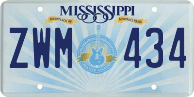MS license plate ZWM434