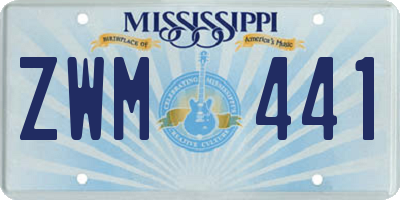 MS license plate ZWM441