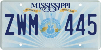 MS license plate ZWM445