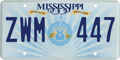 MS license plate ZWM447