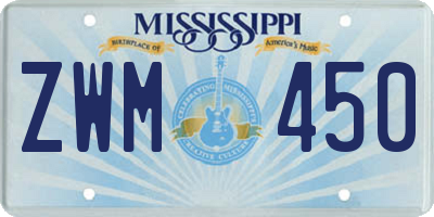 MS license plate ZWM450