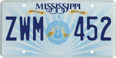 MS license plate ZWM452