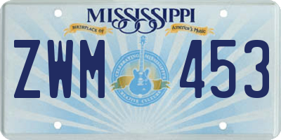 MS license plate ZWM453