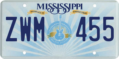 MS license plate ZWM455