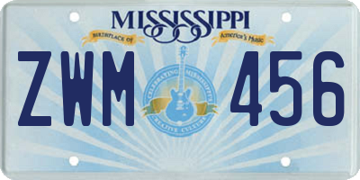 MS license plate ZWM456