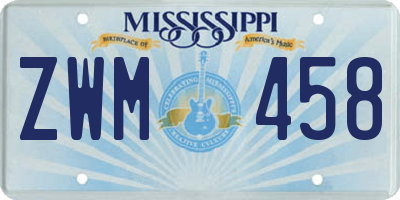 MS license plate ZWM458