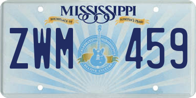 MS license plate ZWM459
