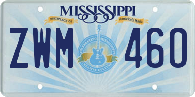 MS license plate ZWM460