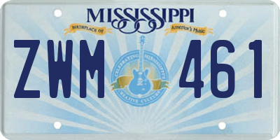 MS license plate ZWM461