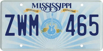 MS license plate ZWM465