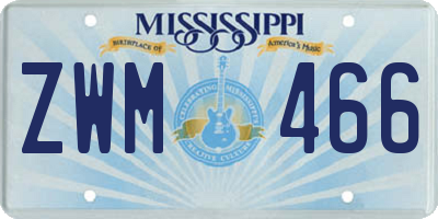 MS license plate ZWM466