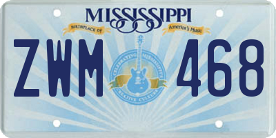MS license plate ZWM468