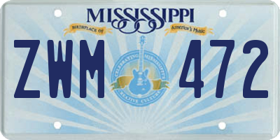 MS license plate ZWM472